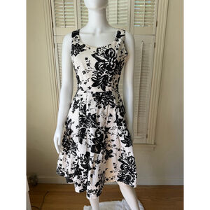 Women's Tease White Black Floral Sleeveless Dress Size 6